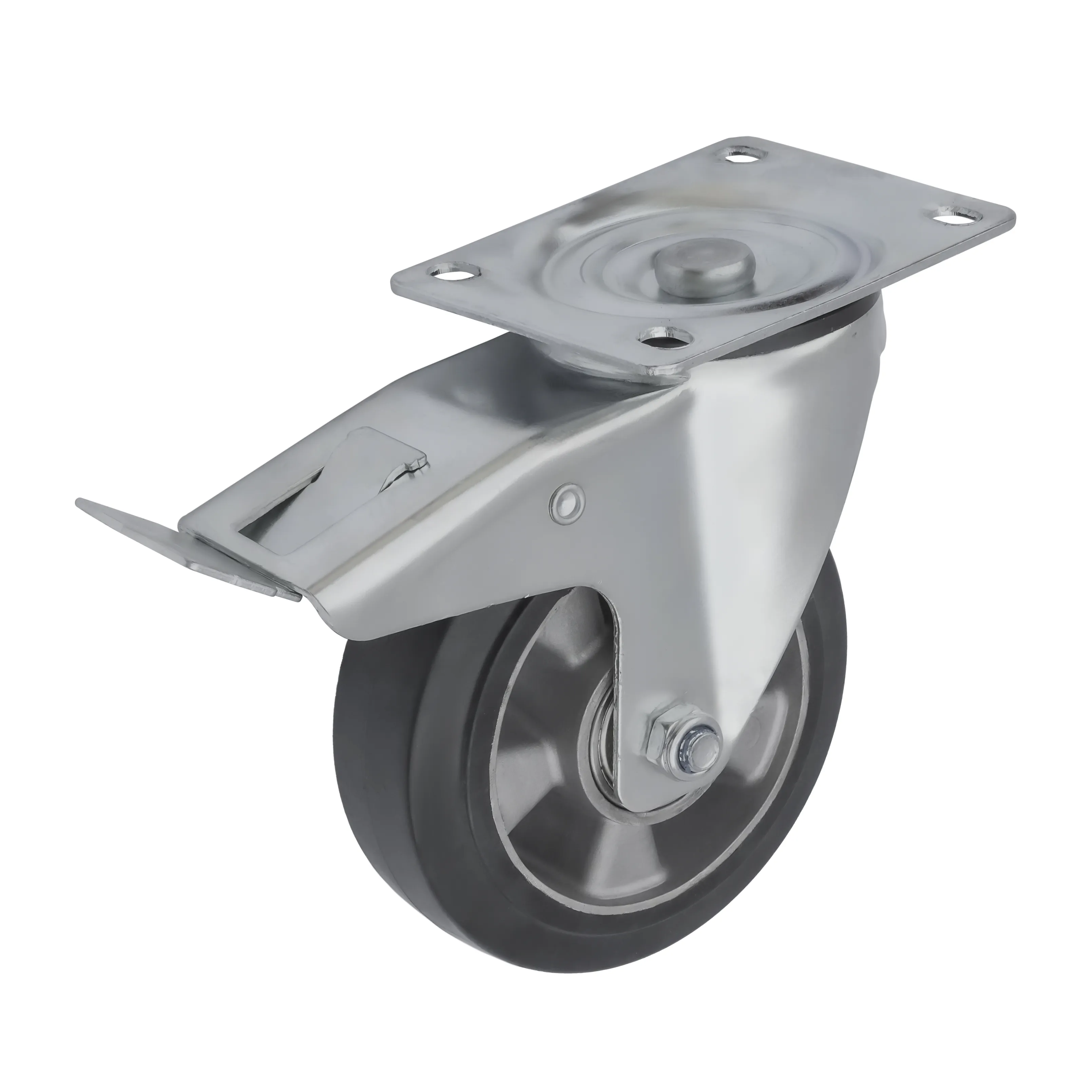 SCDLb 63 EU - Большегрузное колесо с алюминиевым ободом 150 мм (поворот., тормоз, площадка, черная резина, шарикоподш.)