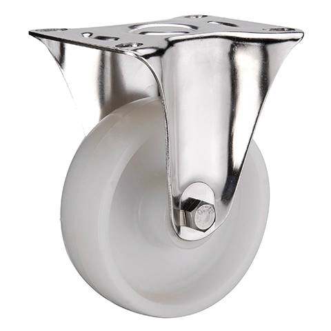 FCpn 42 SS - Большегрузное нейлоновое колесо 100*35мм (нерж.сталь, площ., непов., подш скольж.)