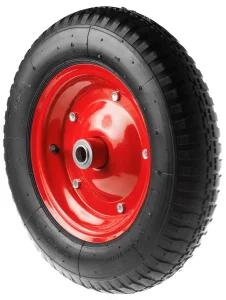 PR 2400-20 - Колесо для тачки / тележки пневматическое 3.25/3.00-8, диаметр 360 мм, ось 20 мм, металлический обод, симметричная ступица, шариковый подшипник